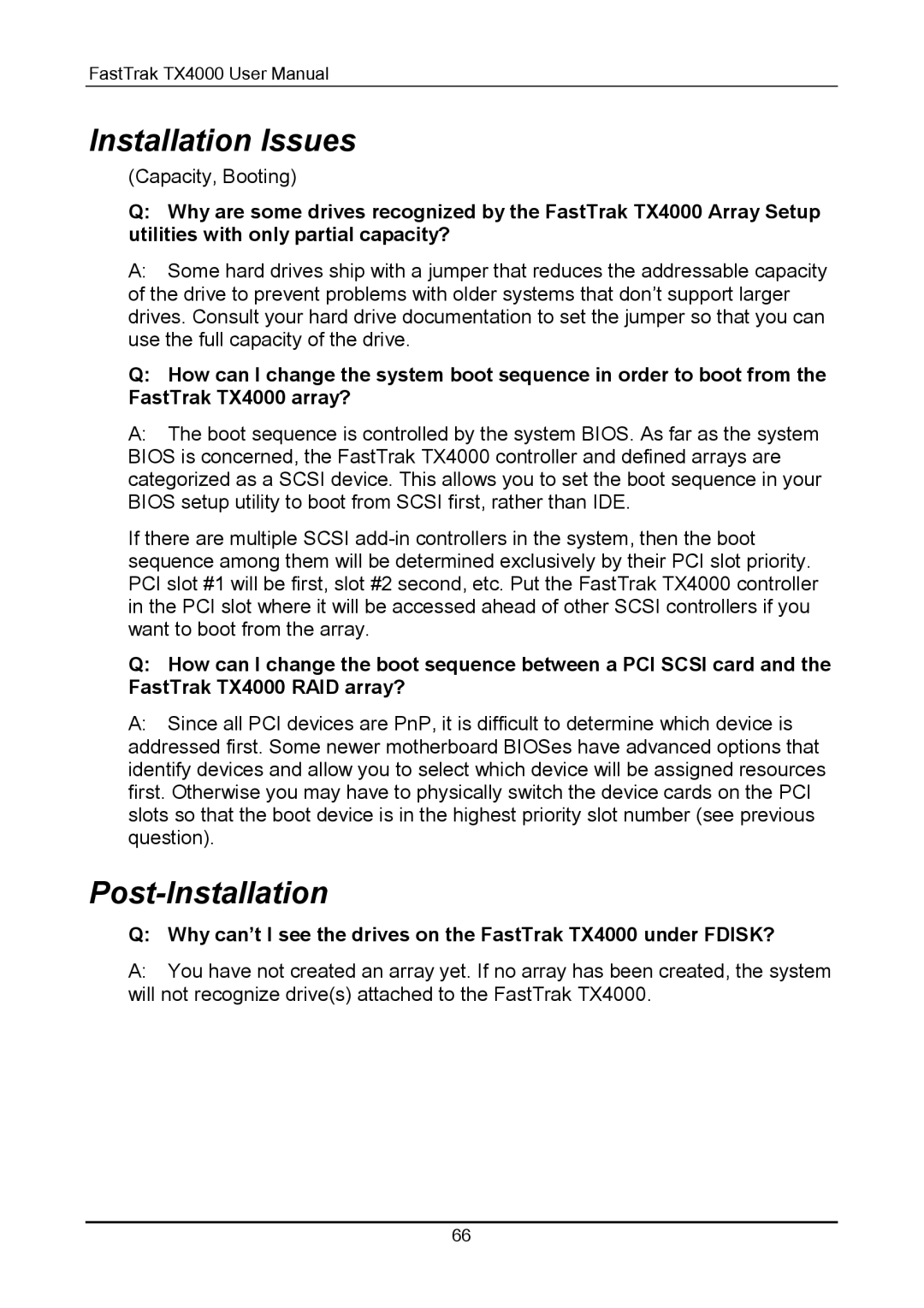 Promise Technology TX4000 user manual Installation Issues, Post-Installation 