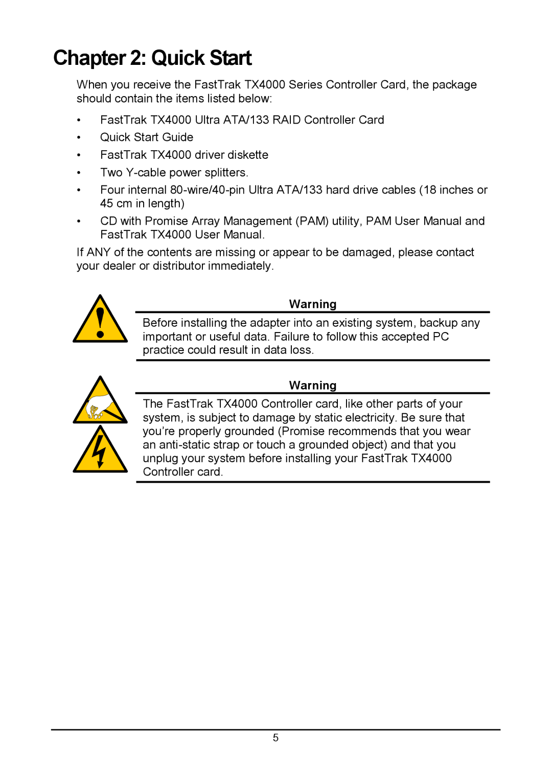 Promise Technology TX4000 user manual Quick Start 