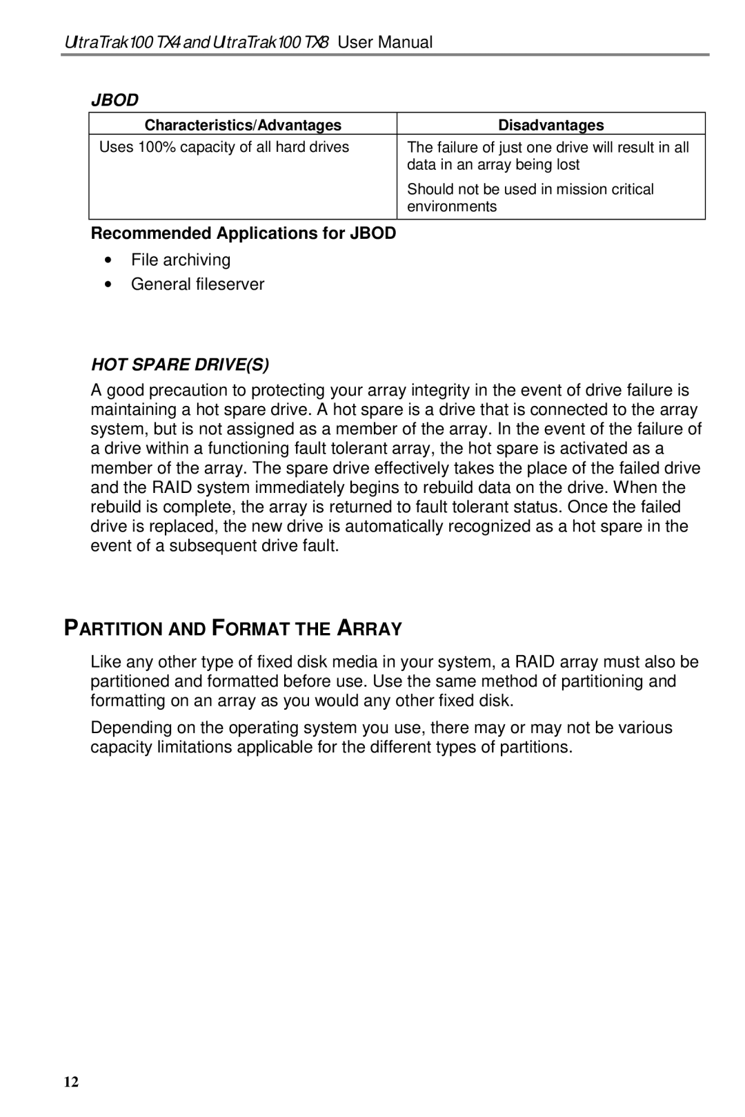 Promise Technology TX8, TX4 user manual Partition and Format the Array, Jbod 