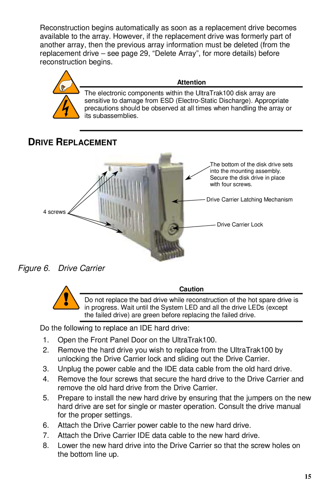 Promise Technology TX4, TX8 user manual Drive Replacement, Drive Carrier 