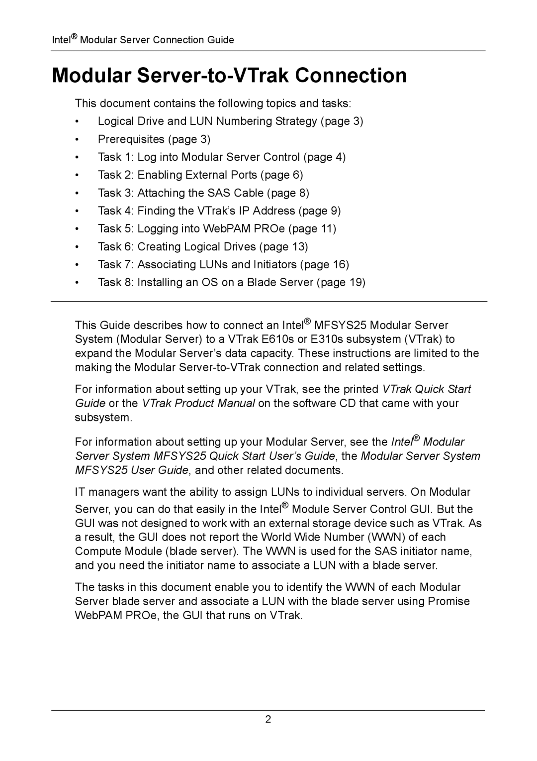 Promise Technology vERSION 0.81 manual Modular Server-to-VTrak Connection 