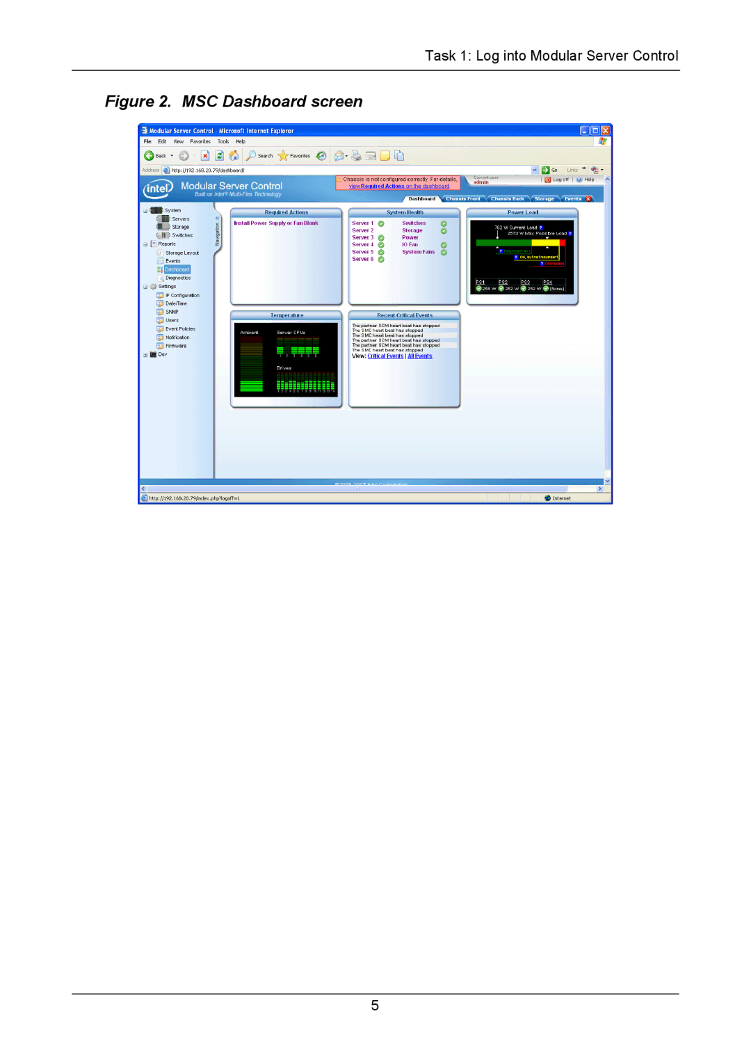 Promise Technology vERSION 0.81 manual MSC Dashboard screen 