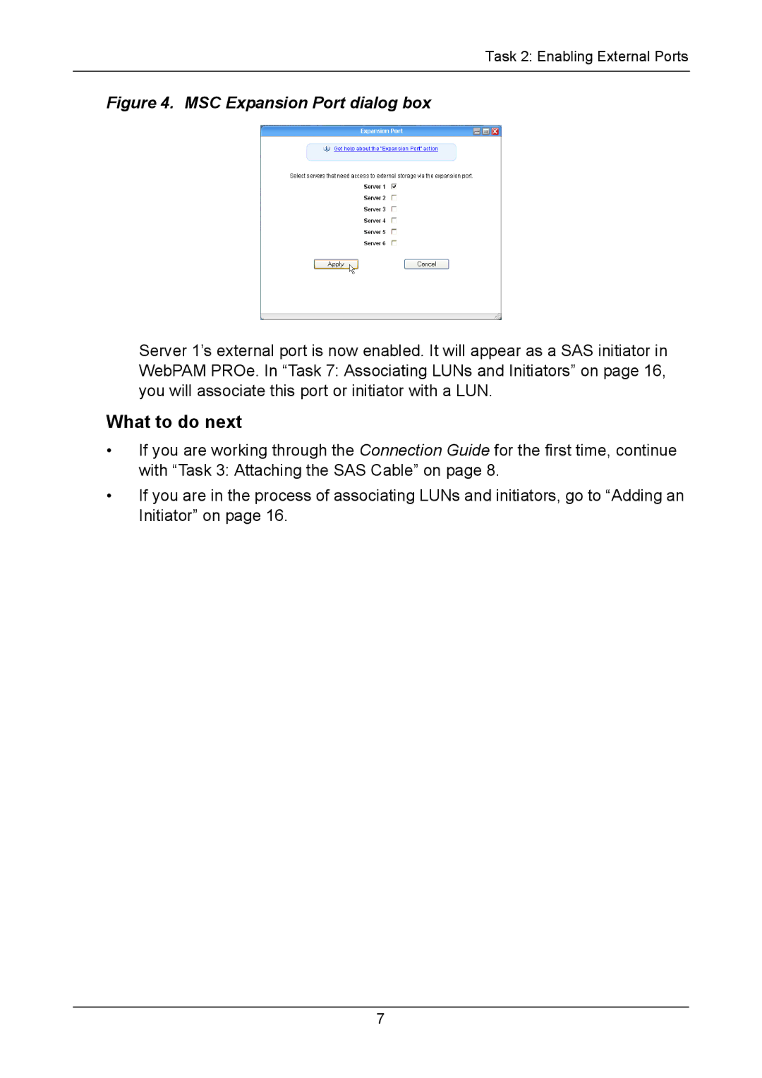 Promise Technology vERSION 0.81 manual What to do next, MSC Expansion Port dialog box 