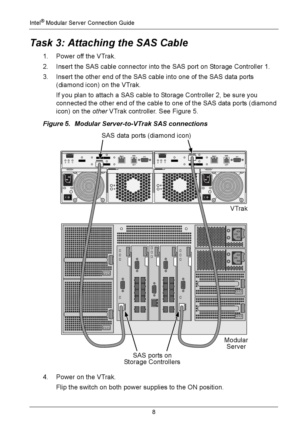 Promise Technology vERSION 0.81 manual Task 3 Attaching the SAS Cable, Server 