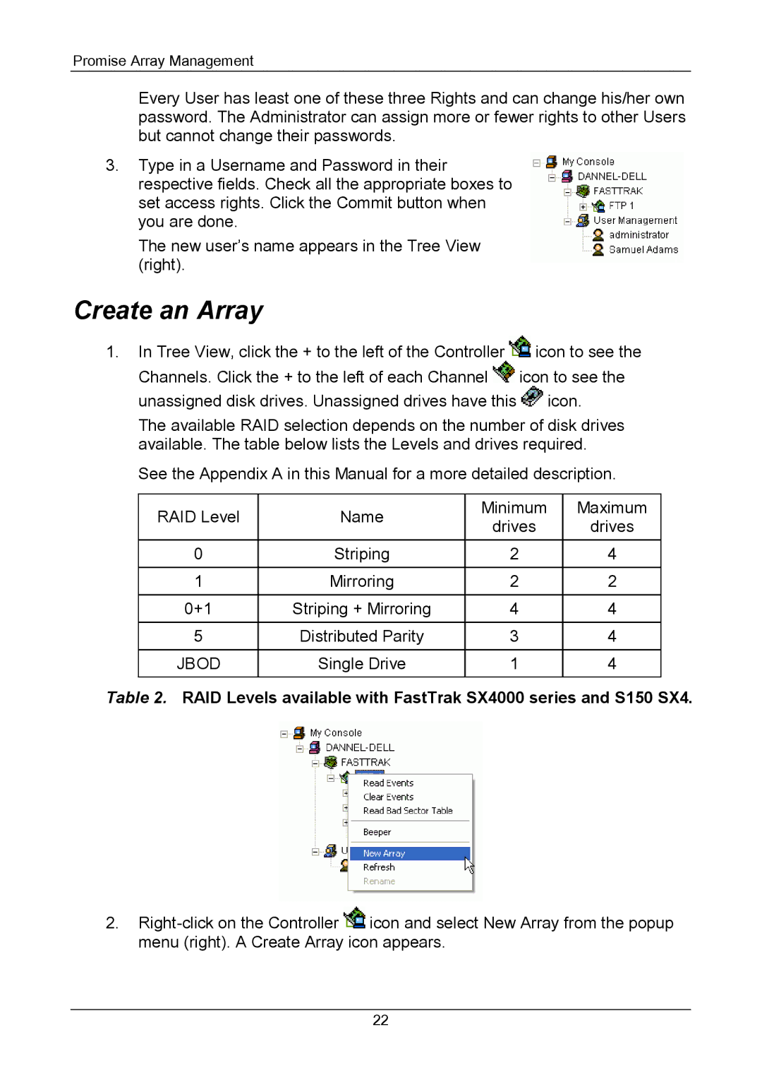 Promise Technology Version 4.4 user manual Create an Array 