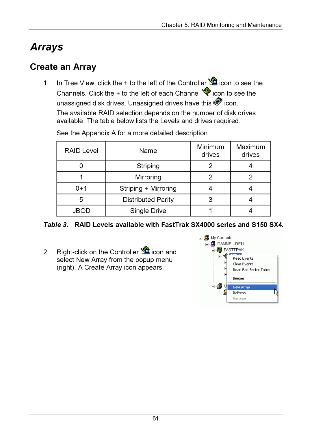 Promise Technology Version 4.4 user manual Arrays, Create an Array 