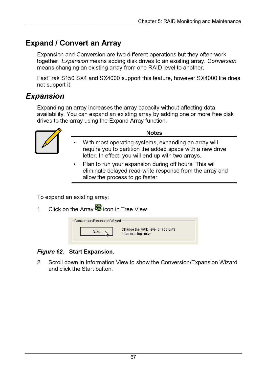 Promise Technology Version 4.4 user manual Expand / Convert an Array, Expansion 