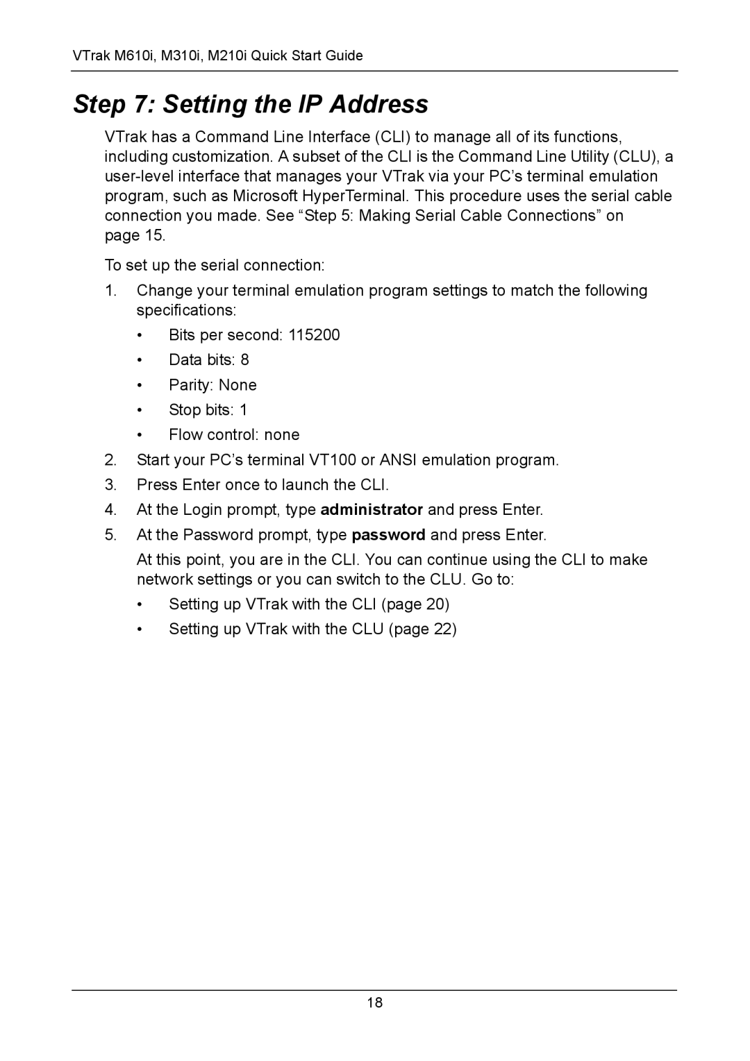 Promise Technology VTM610i, VTM210, VTM310i quick start Setting the IP Address 