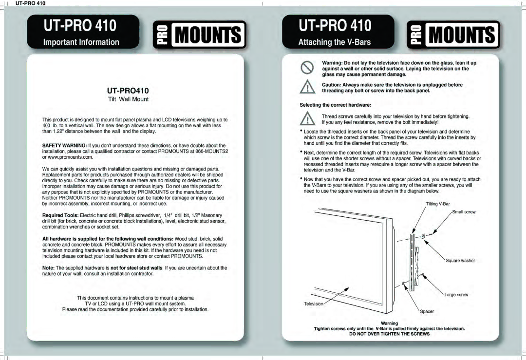 ProMounts UTPRO410 manual 