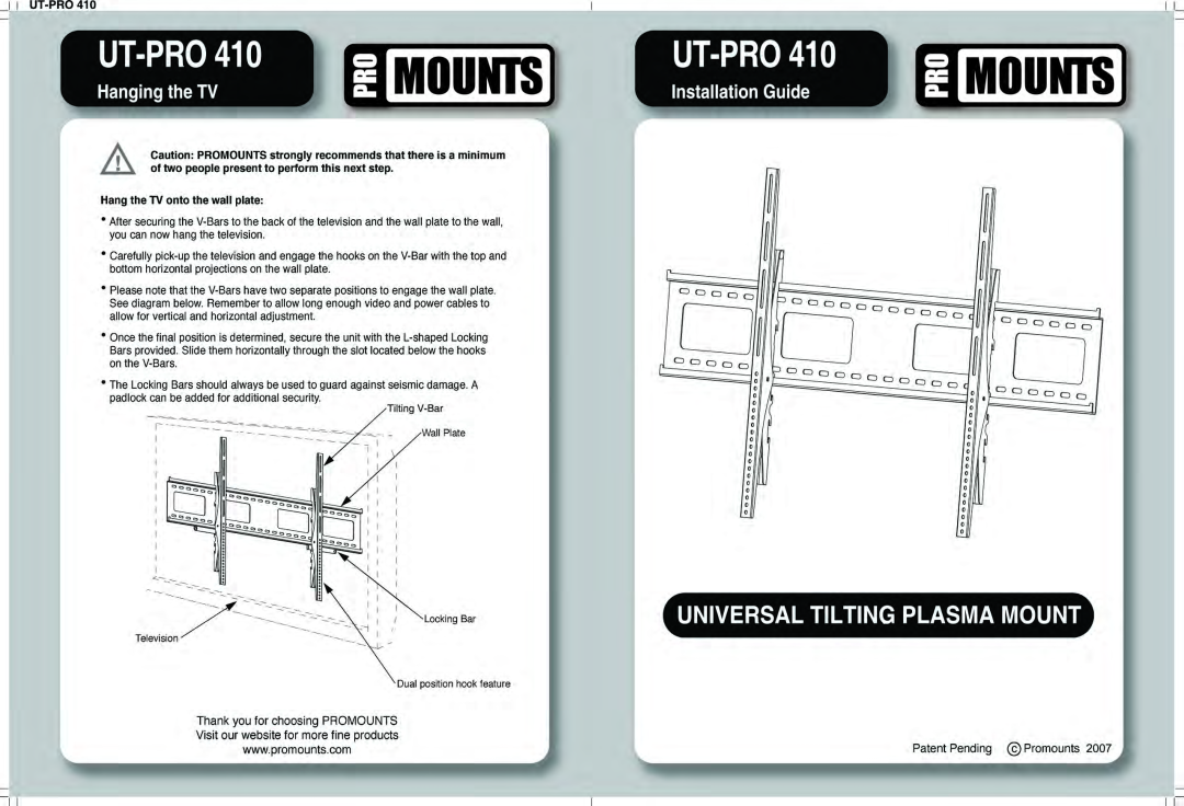 ProMounts UTPRO410 manual 