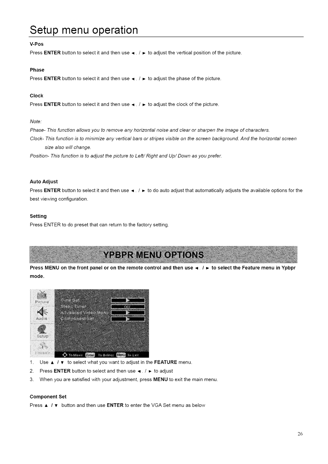 ProScan 26LB30QD, 32LB30QD instruction manual Clock, Auto Adjust 