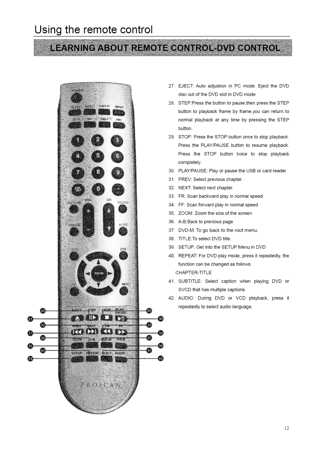 ProScan 26LB30QD, 32LB30QD instruction manual Using the remote control, 0---e 