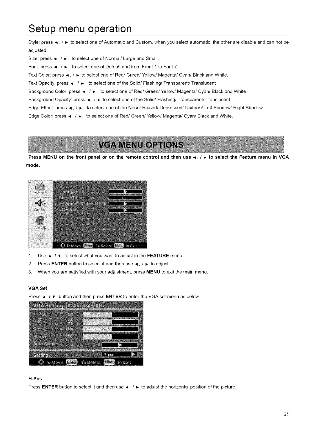 ProScan 32LB30QD, 26LB30QD instruction manual Setup menu operation 