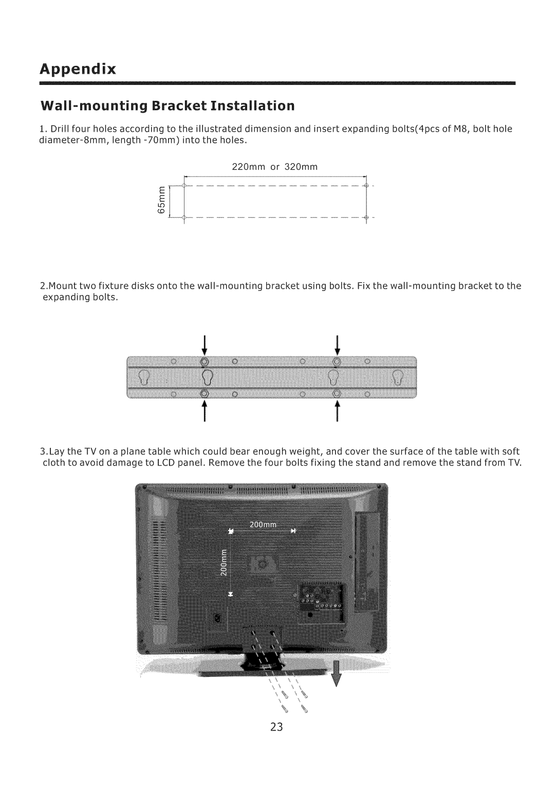 ProScan 32LC30S57 user manual Wall=mounting Bracket Installation 