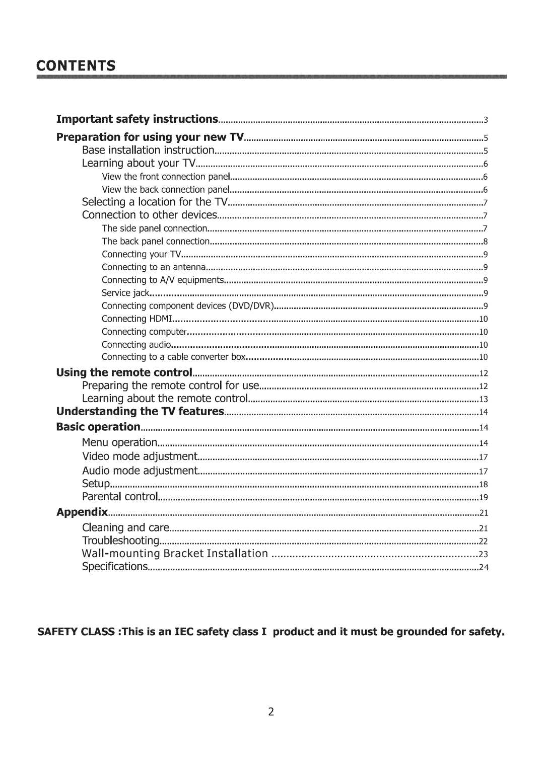 ProScan 32LC30S60 user manual Contents 