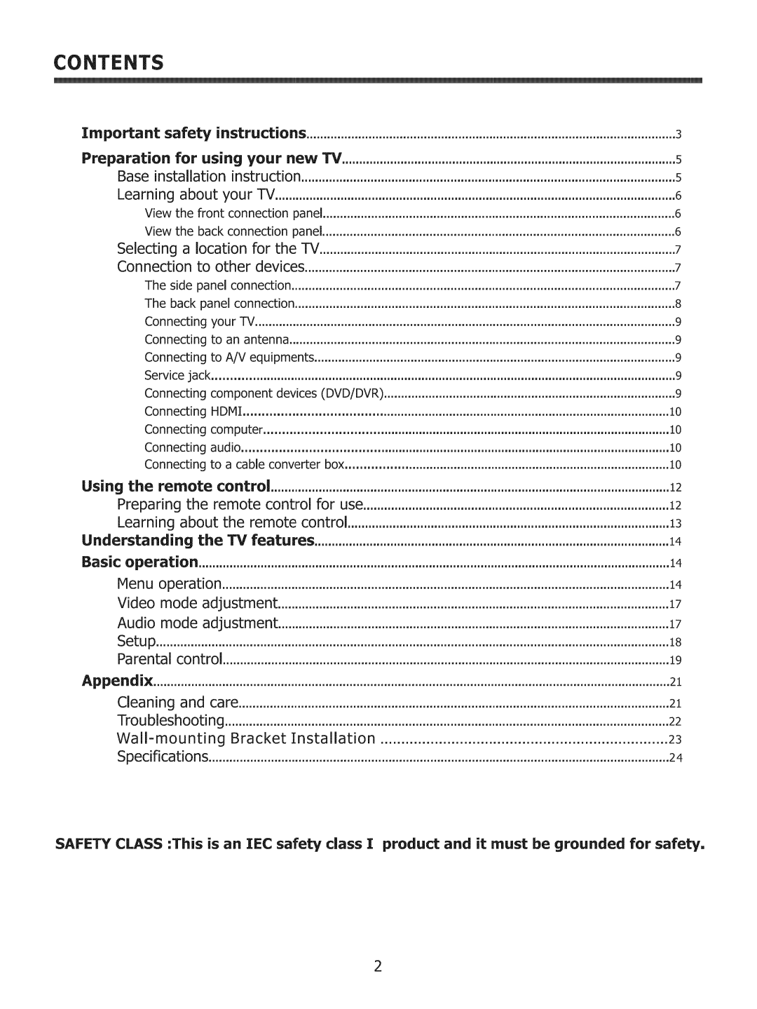 ProScan 37LC30S57 user manual Contents, safety, Preparation, using your, Learning about, Using the remote, Understanding 