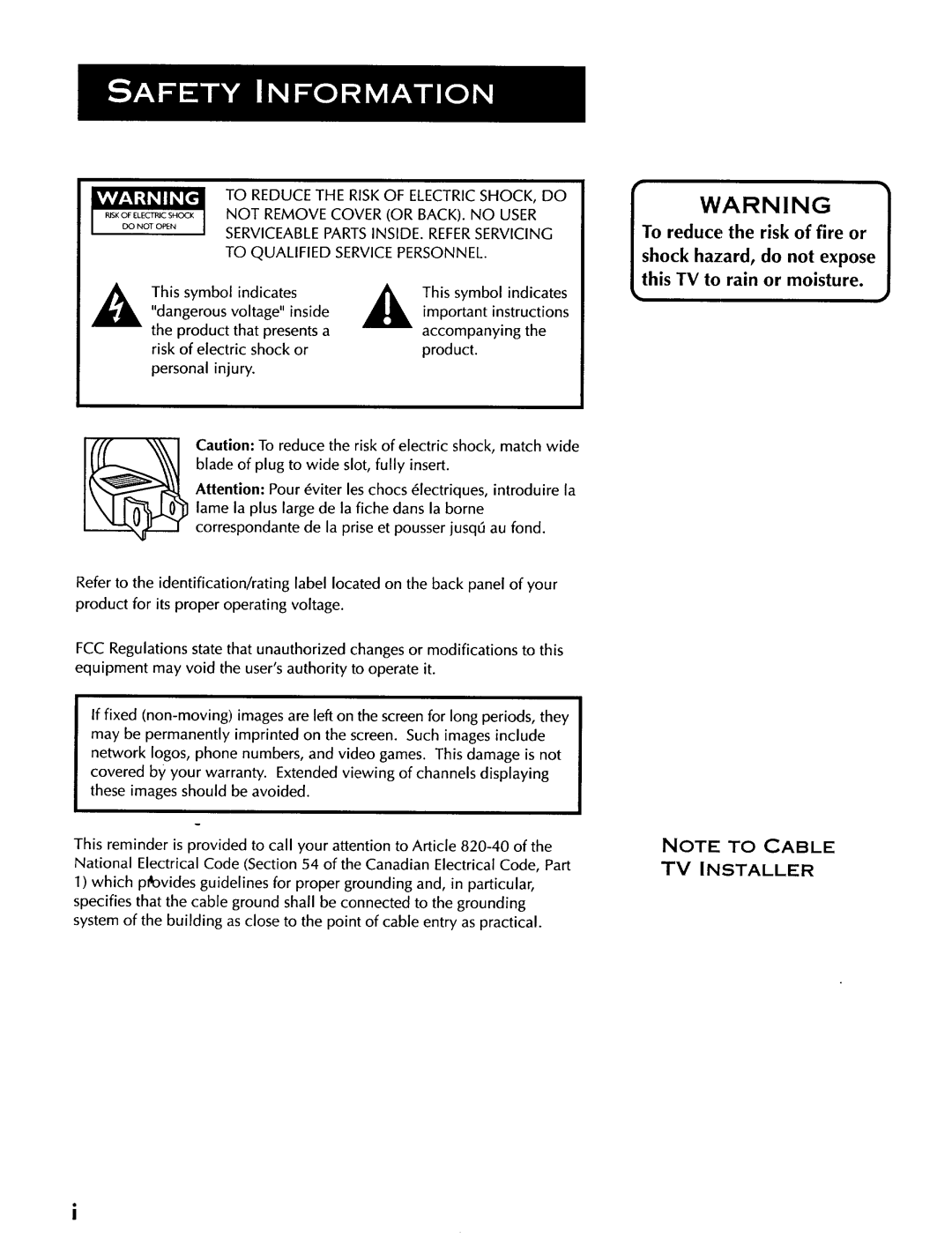 ProScan CRT Television manual TV Installer 