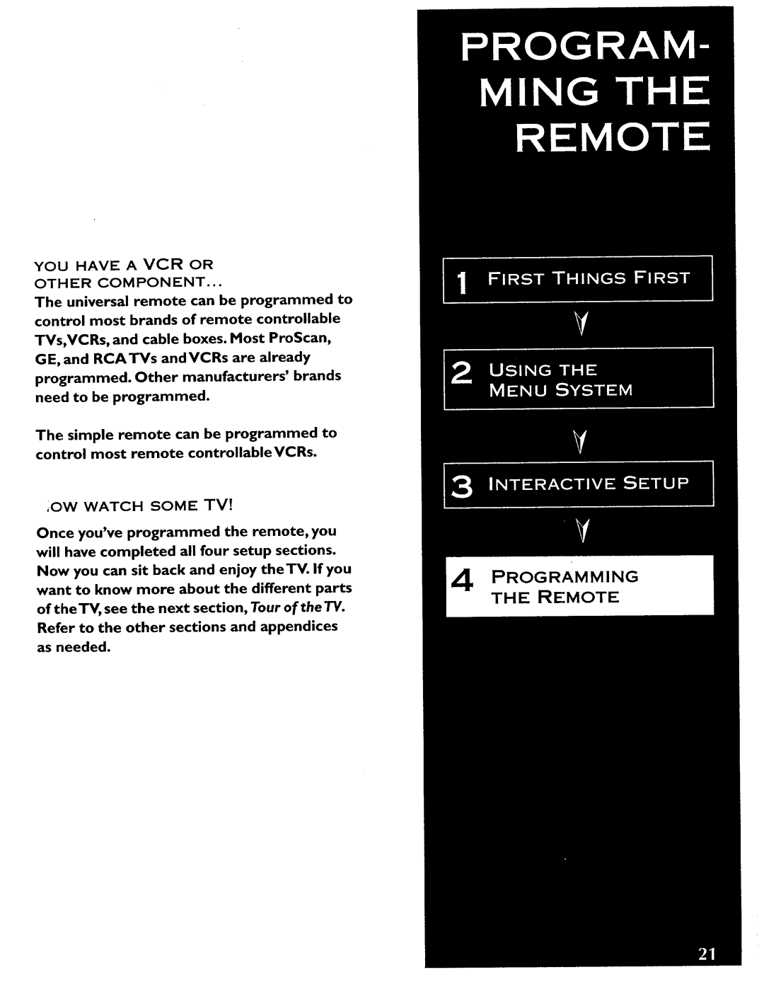 ProScan CRT Television manual Programming, Remote 