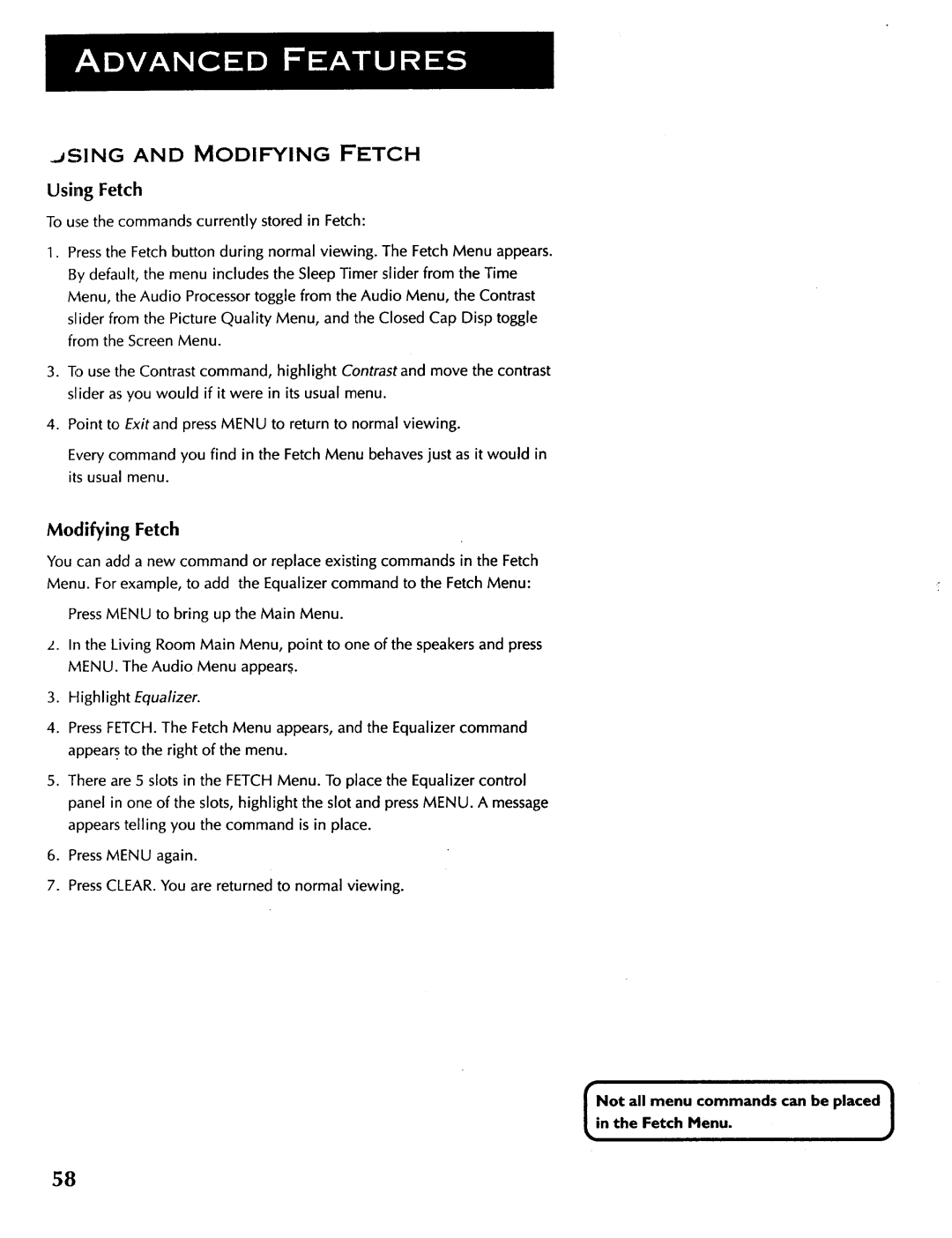 ProScan CRT Television manual Jsing and Modifying Fetch, Using Fetch 