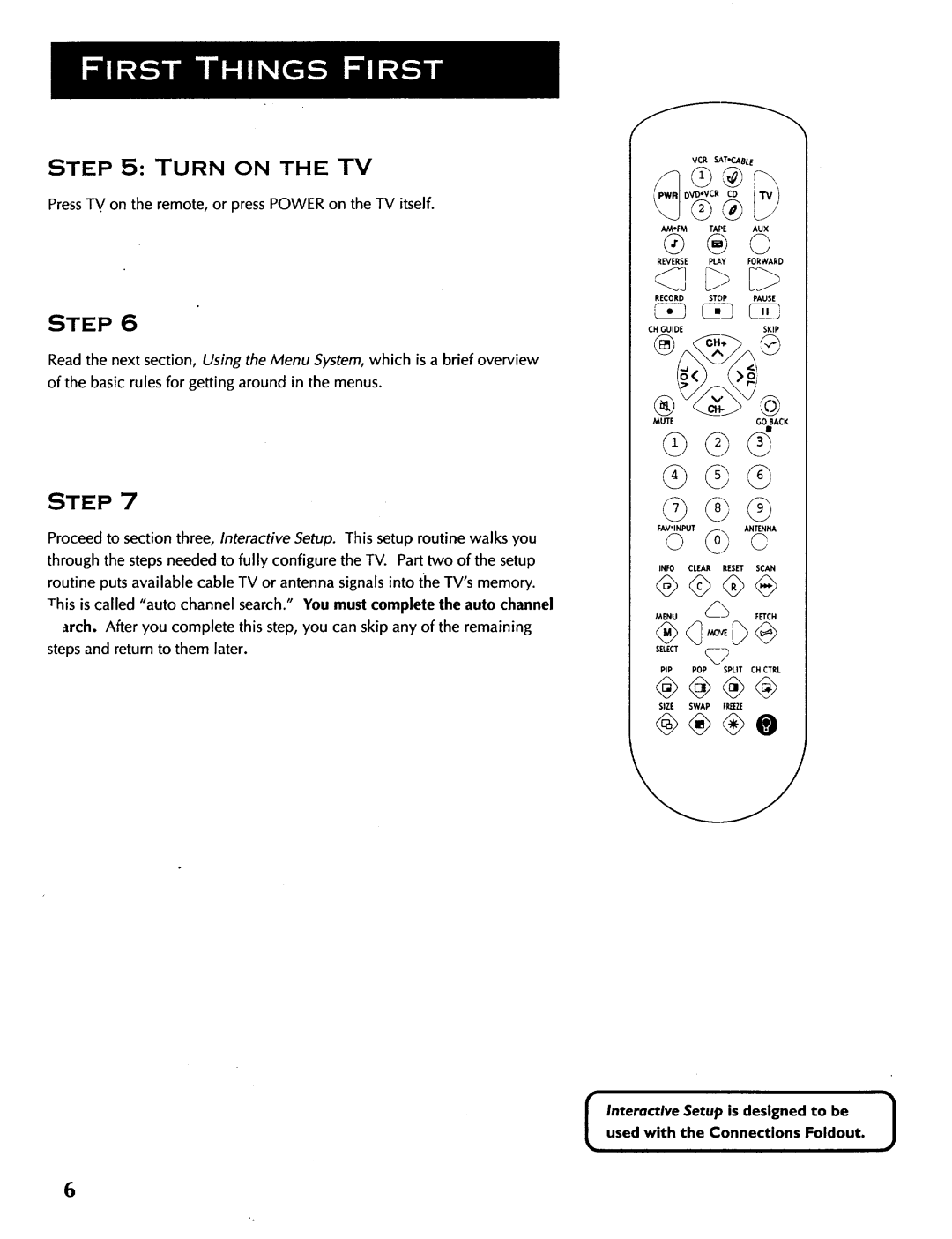 ProScan CRT Television manual Step, Turn on the TV 