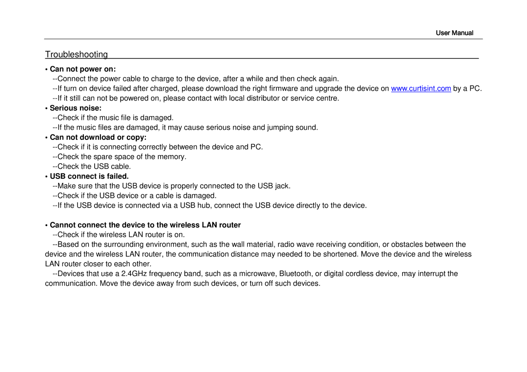 ProScan LT7052 Troubleshooting, Can not power on, Serious noise, Can not download or copy, USB connect is failed 