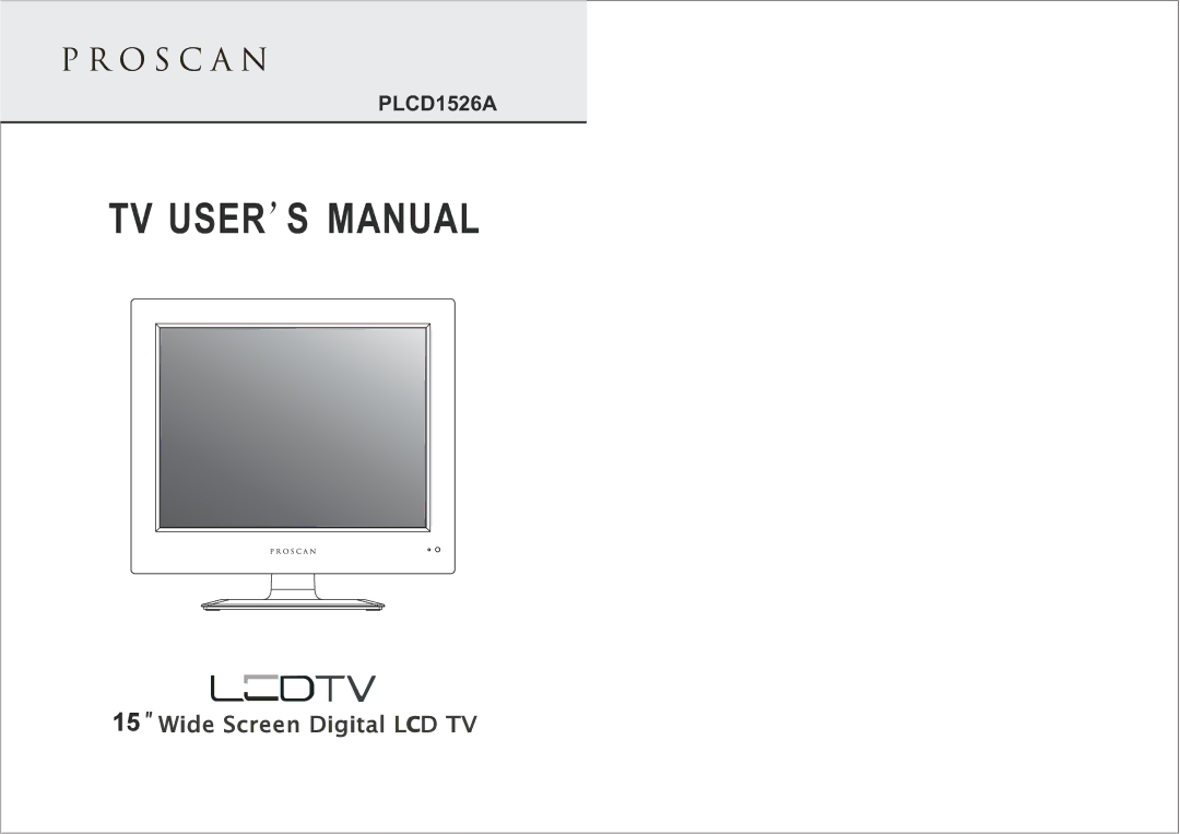 ProScan PLCD1526 user manual TV USER’S Manual 