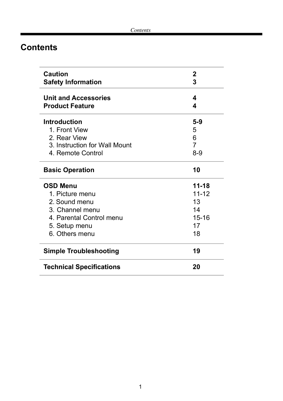 ProScan PLCD3903A manual Contents 