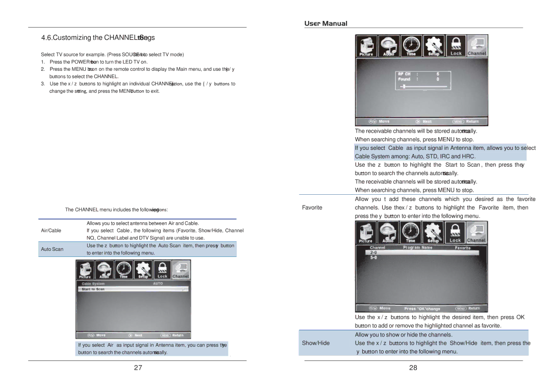 ProScan PLD3283C manual Customizing the Channel Se ngs 