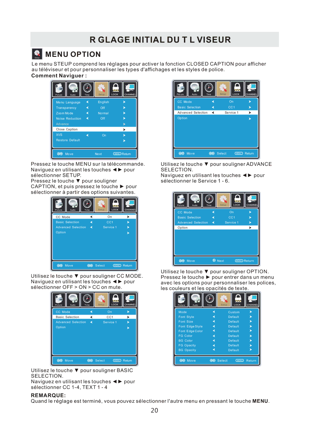 ProScan PLDED3996A-C2 manual Menu Option 