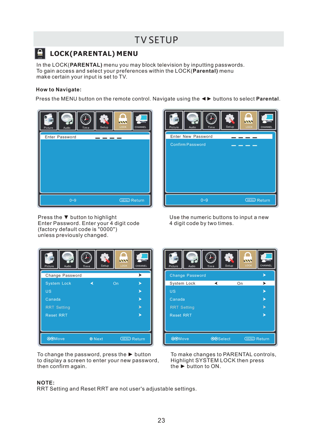 ProScan PLDV321300 manual Lockparental Menu 