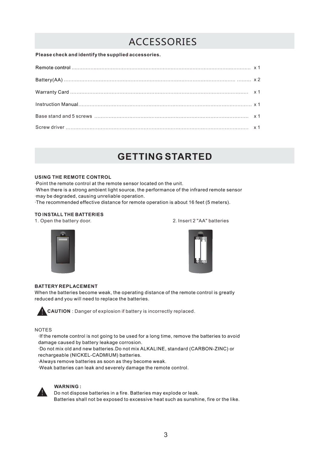 ProScan PLDV321300 manual Accessories, Getting Started 