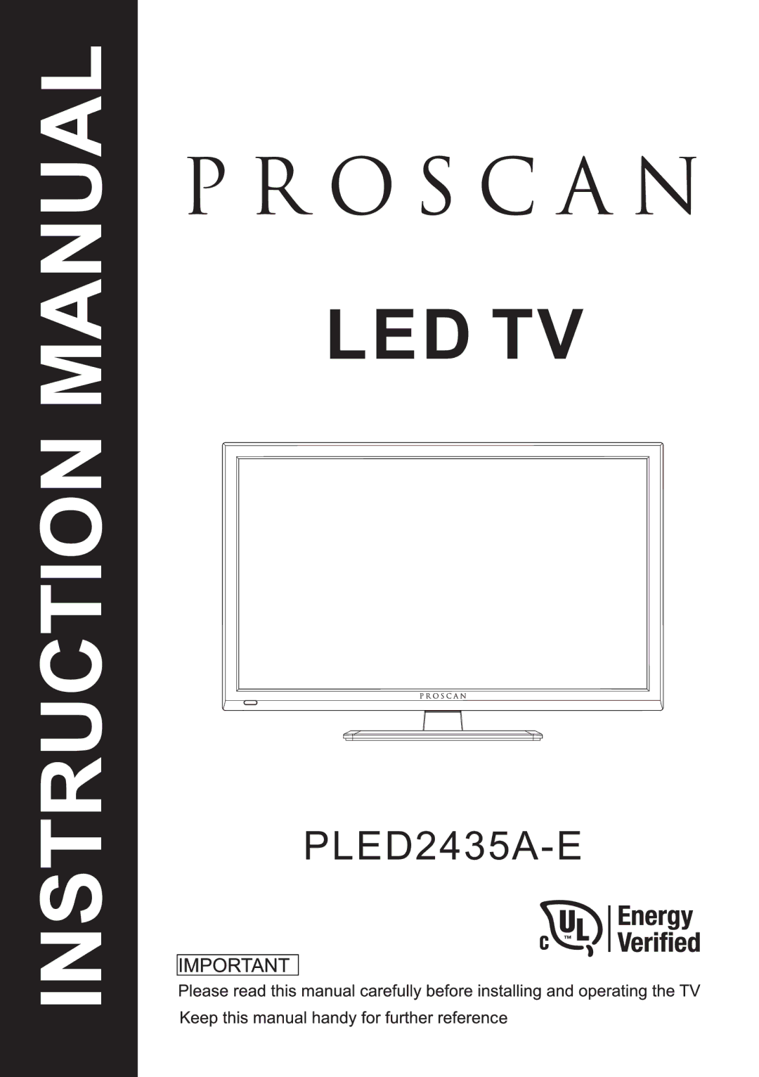 ProScan PLED2435A-E instruction manual Led Tv 