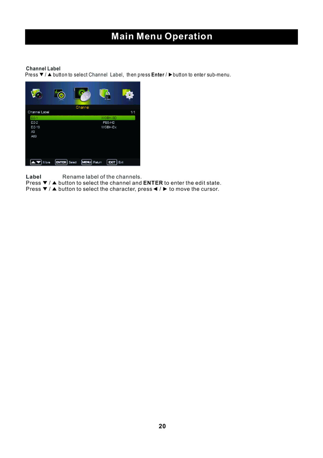 ProScan PLED2435A-E instruction manual Channel Label 