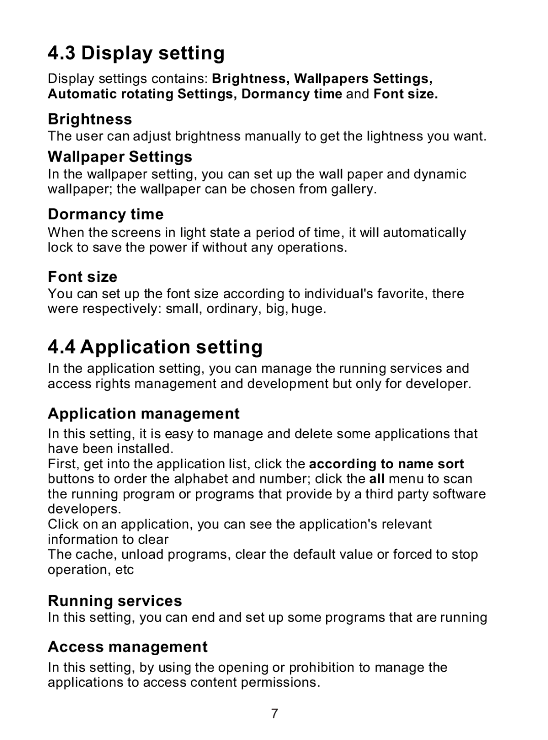 ProScan PLT7033D manual Display setting, Application setting 