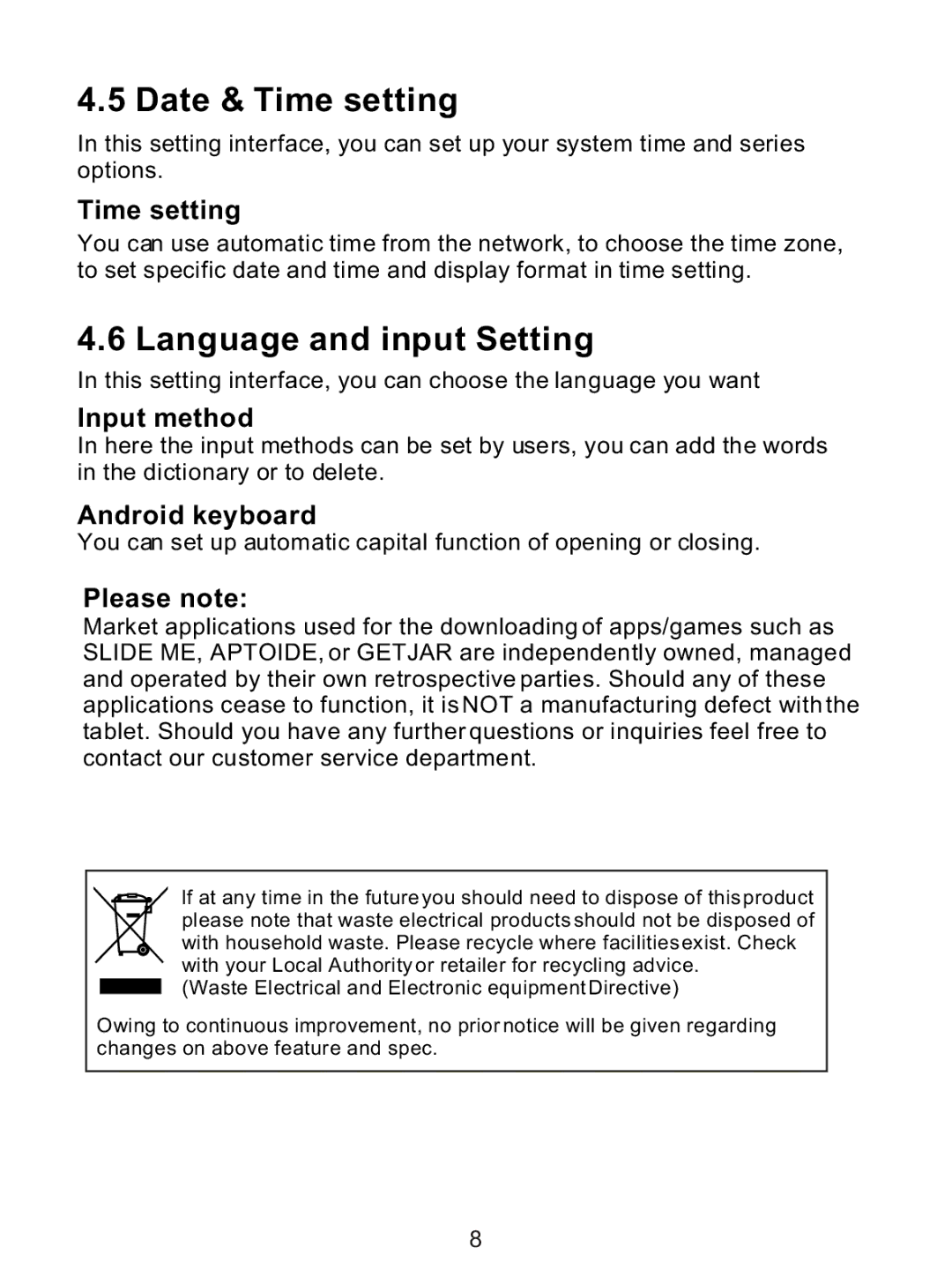 ProScan PLT7033D manual Date & Time setting, Language and input Setting 