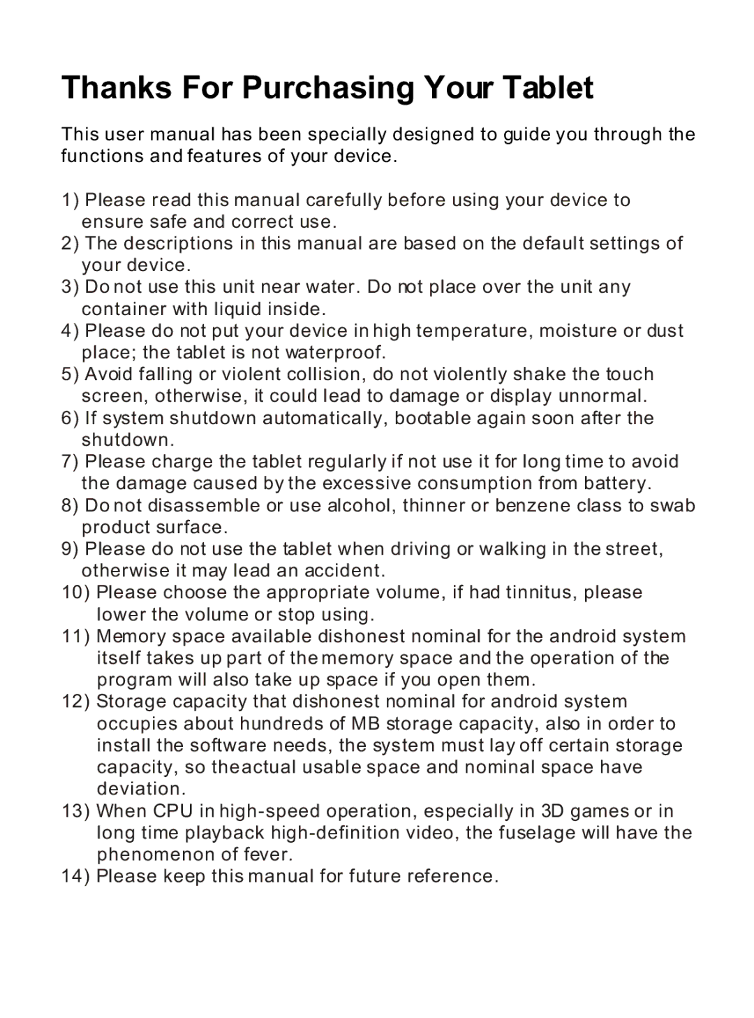 ProScan PLT7033D manual Thanks For Purchasing Your Tablet 