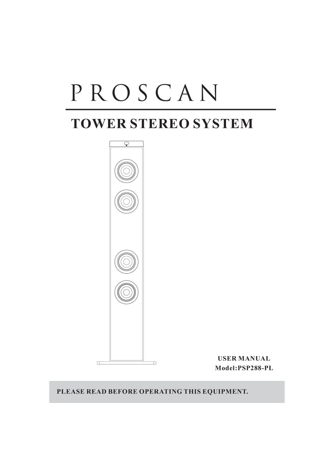 ProScan PSP288-PL user manual To ER Stereo System 