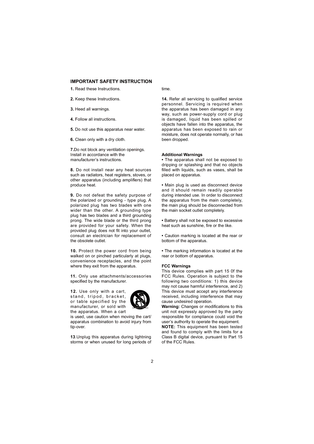 ProScan PSP288-PL user manual Important Safety Instruction, Additional Warnings 