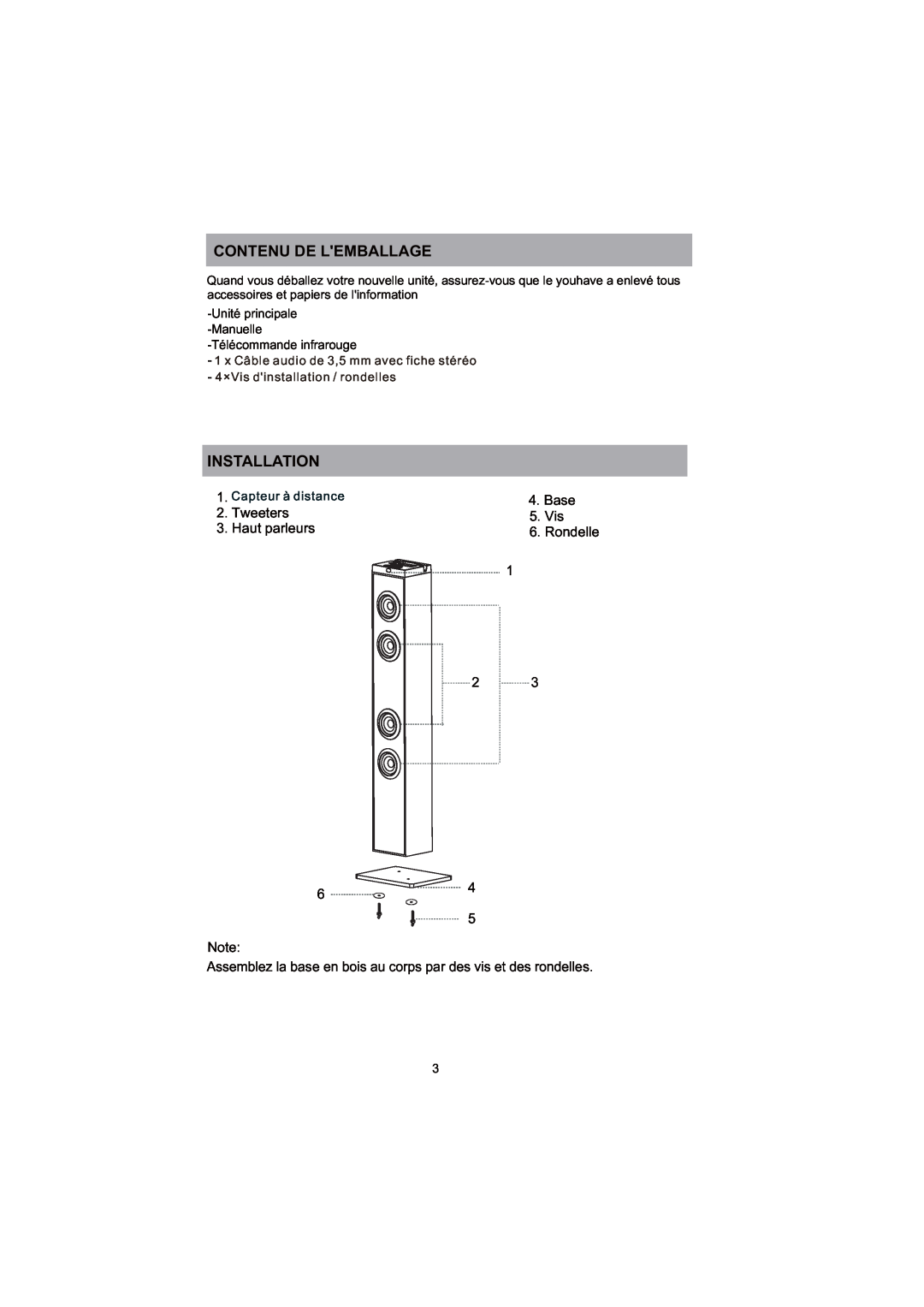 ProScan PSP288-PL user manual Contenu De Lemballage, Installation 