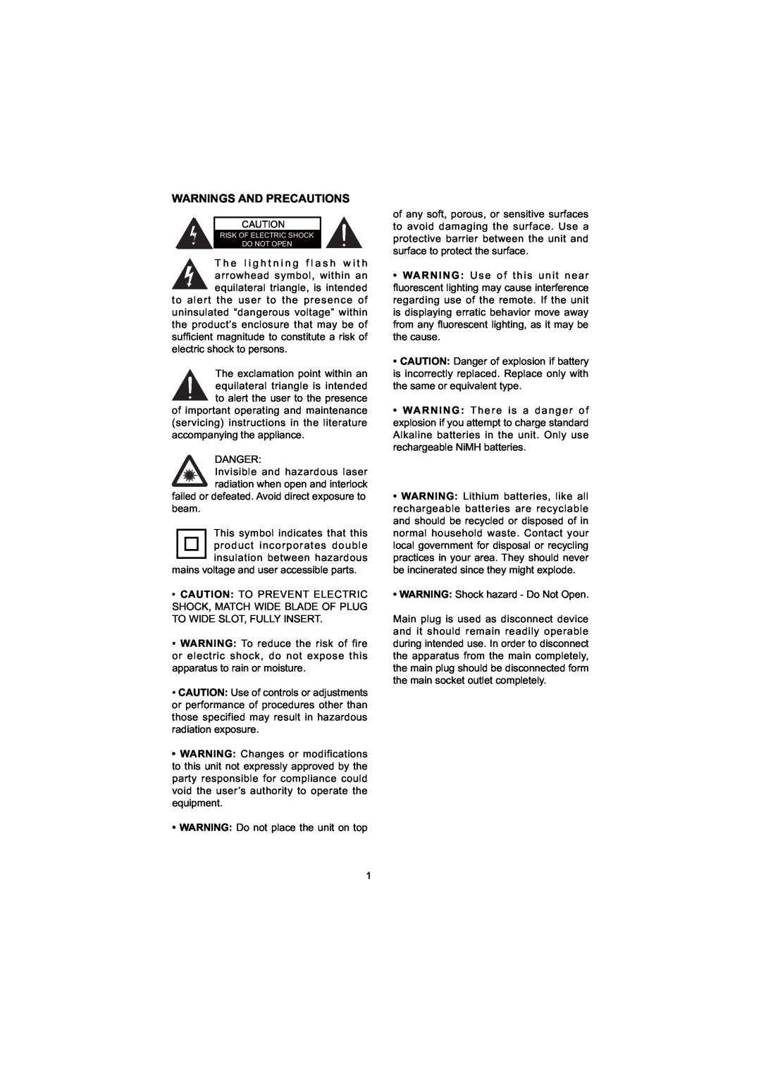 ProScan PSP288-PL user manual Warnings And Precautions 