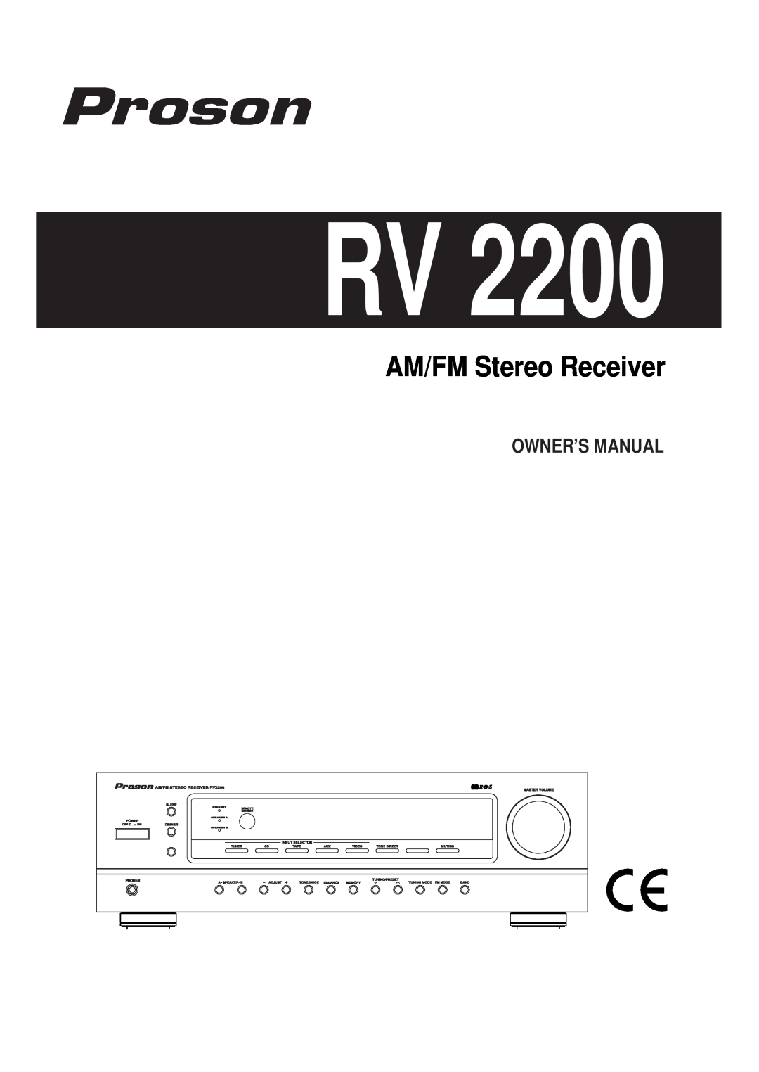 Proson RV 2200 manual AM/FM Stereo Receiver 
