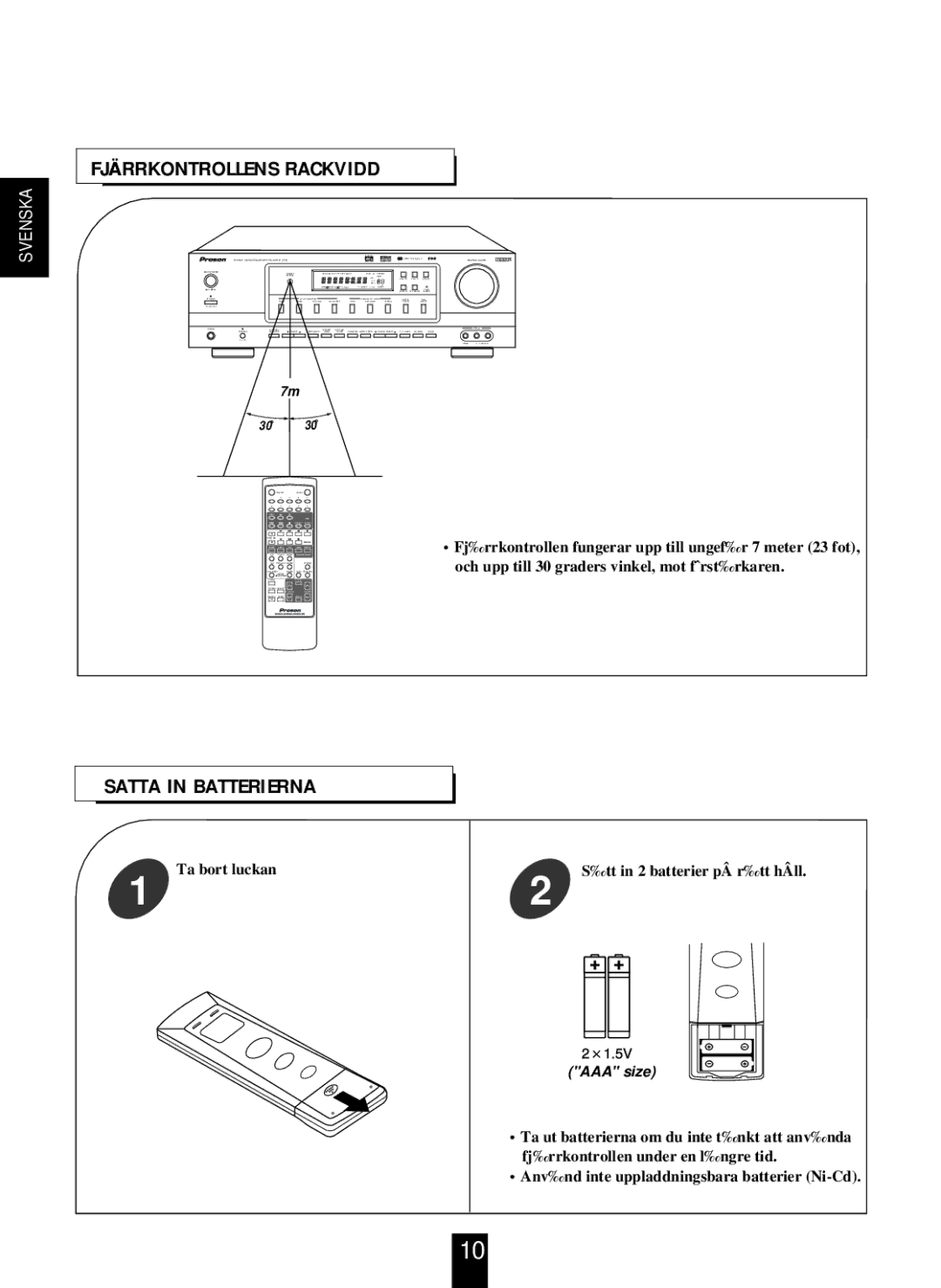 Proson RV-2300DTS manual Fjäarrkontrollens Rackvidd, Satta in Batterierna 