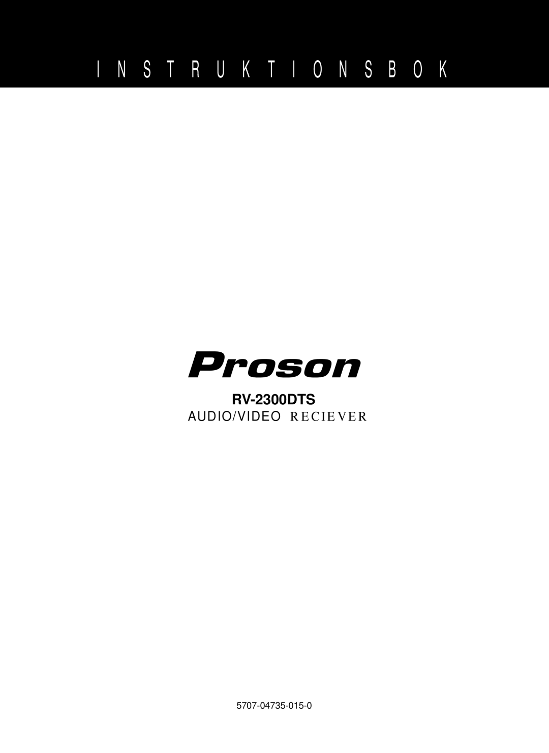 Proson RV-2300DTS manual 