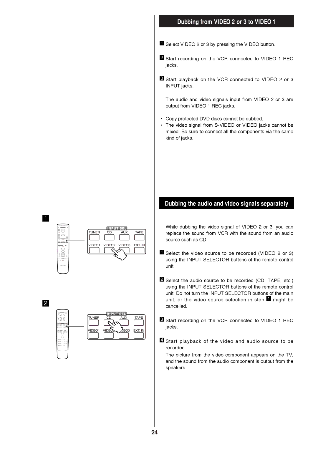 Proson rv2600 dts owner manual Dubbing from Video 2 or 3 to Video 