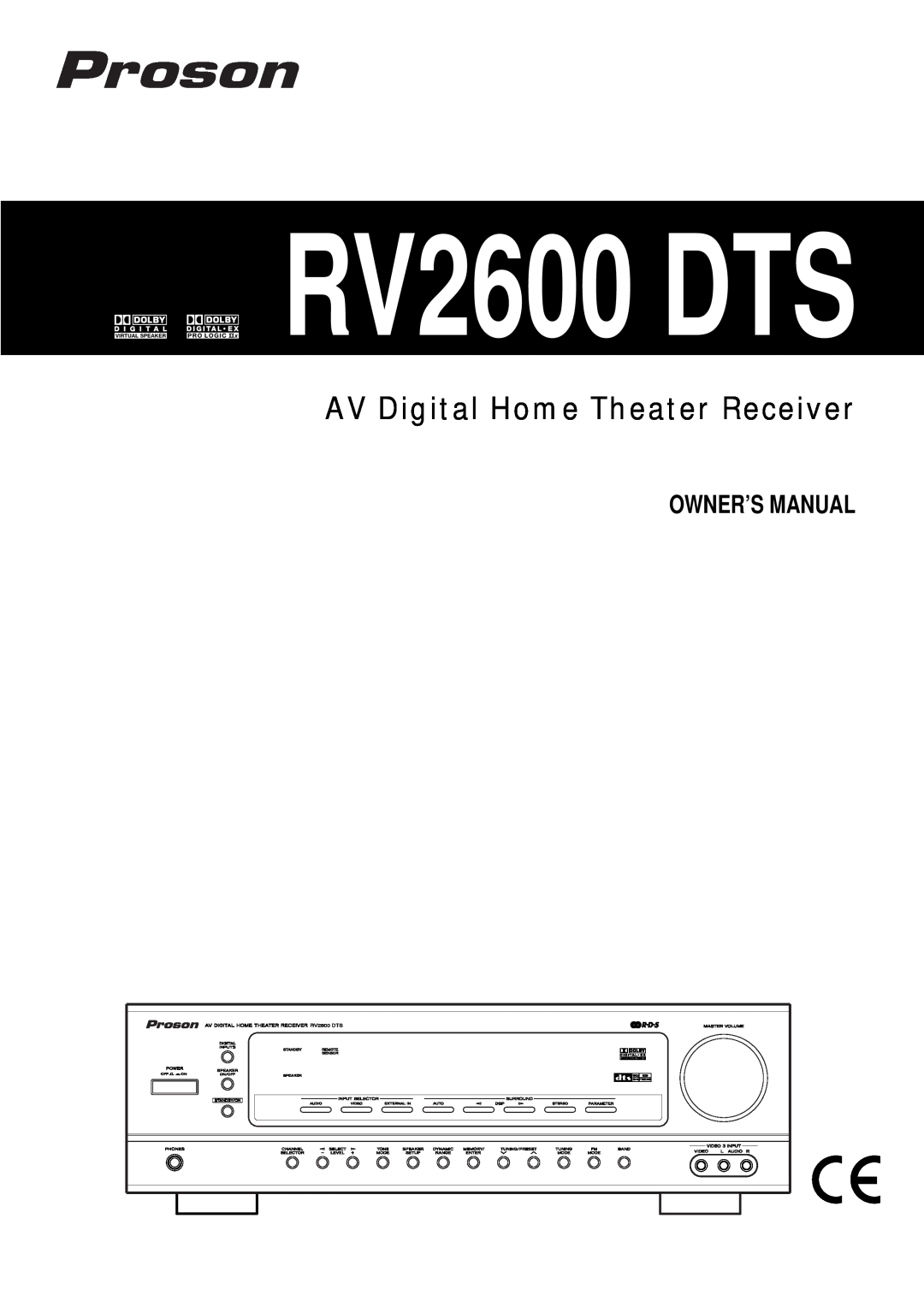 Proson rv2600 dts owner manual RV2600 DTS, AV Digital Home Theater Receiver 