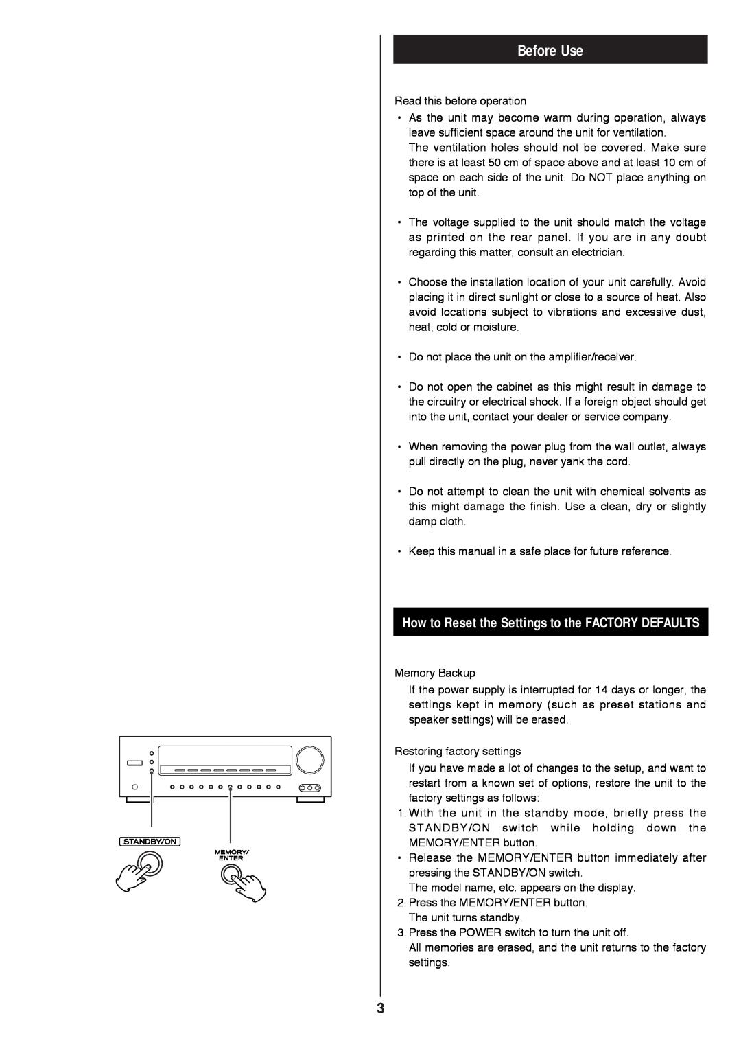 Proson rv2600 dts owner manual Before Use, How to Reset the Settings to the FACTORY DEFAULTS 