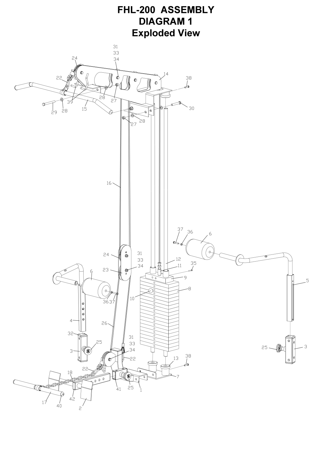 ProSpot Fitness manual FHL-200 Assembly Diagram 