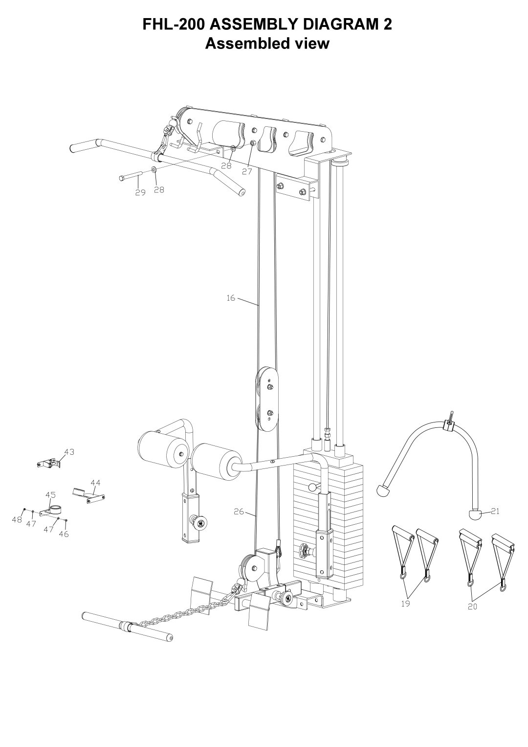 ProSpot Fitness FHL-200 manual Assembled view 