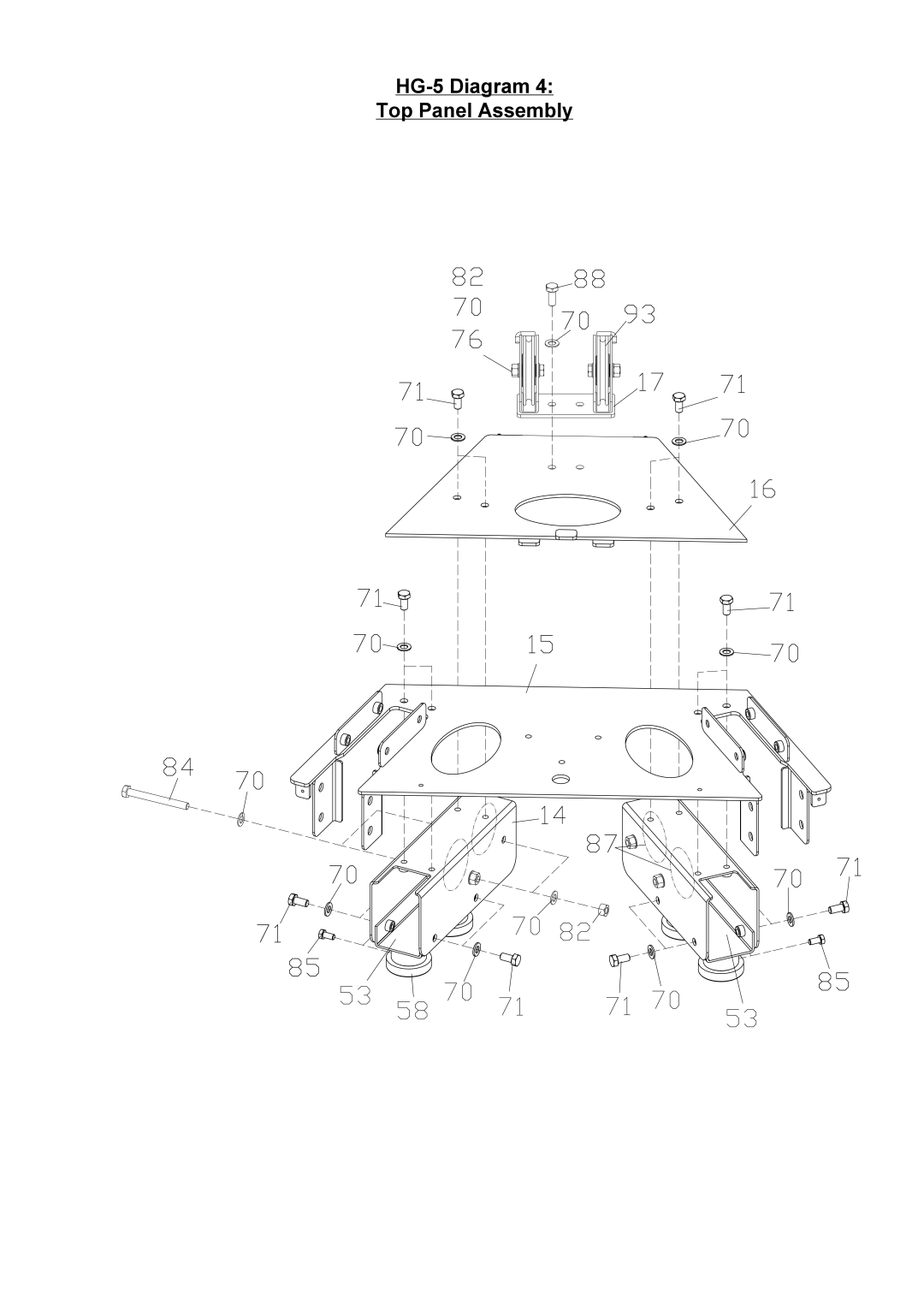 ProSpot Fitness manual HG-5 Diagram Top Panel Assembly 