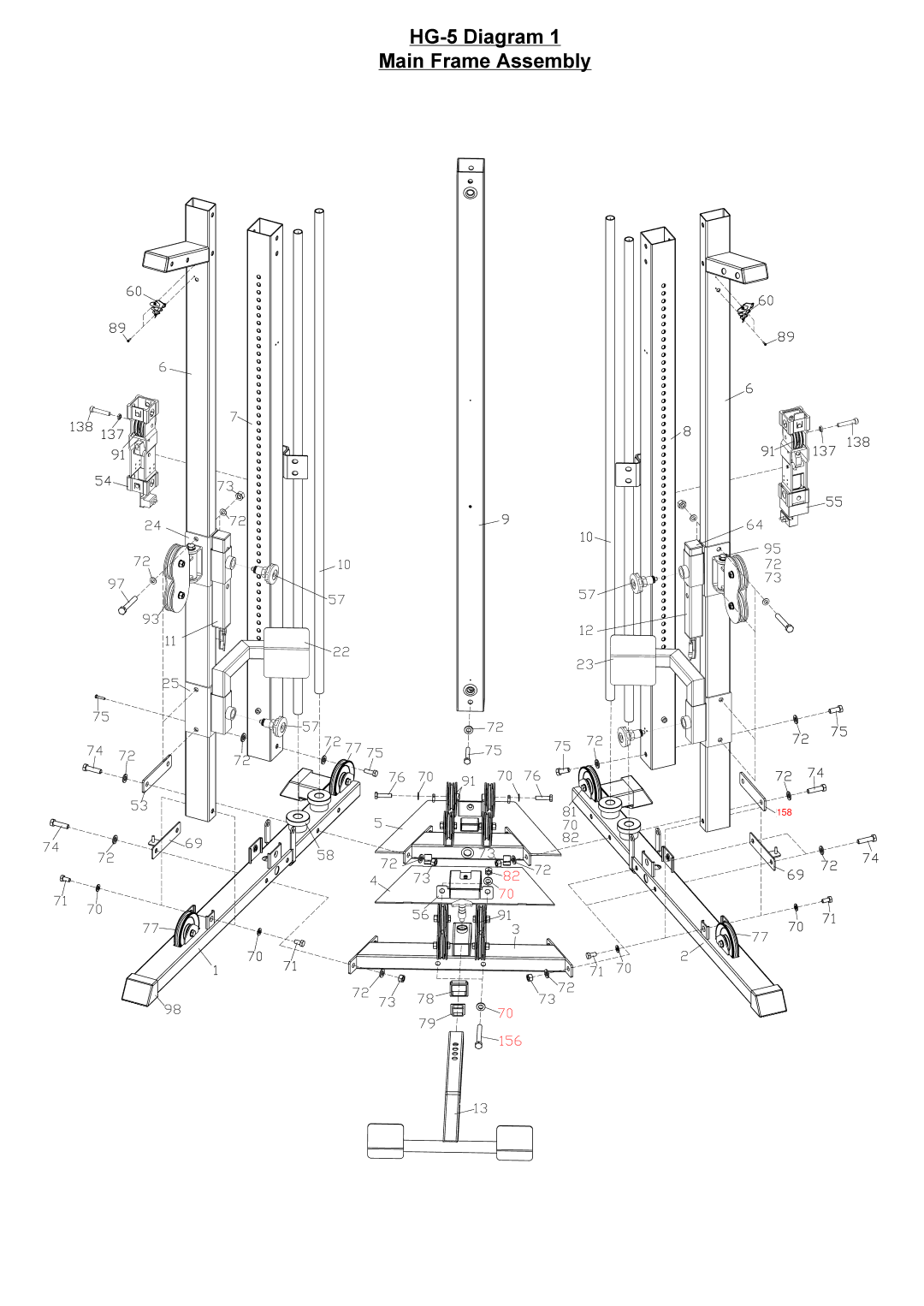 ProSpot Fitness manual HG-5 Diagram Main Frame Assembly 